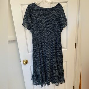 Ann Taylor Blue Ruffled Tiered Midi Dress